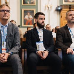 Audience listening to a presentation