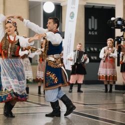 Dancers in a building hall