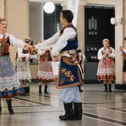Dancers in a building hall