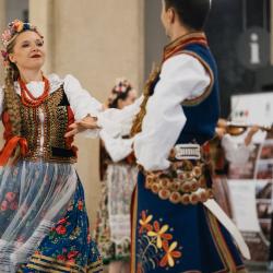 Dancers in a building hall