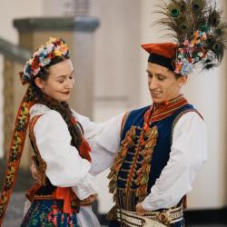 Dancers in a building hall