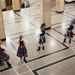 Dancers in a building hall