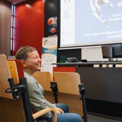 Person watching a presentation