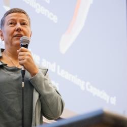 Person giving to a presentation