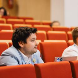 People listening to a presentation
