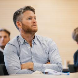 People listening to a presentation