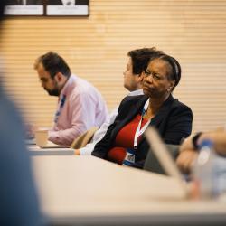 People listening to a presentation