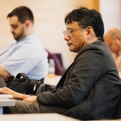 People listening to a presentation