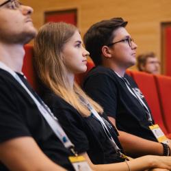 People listening to a presentation