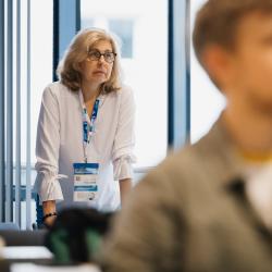 People listening to a presentation