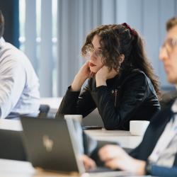 People listening to a presentation