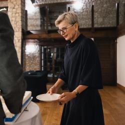 People holding plates