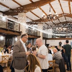 People celebrating in a banquet hall